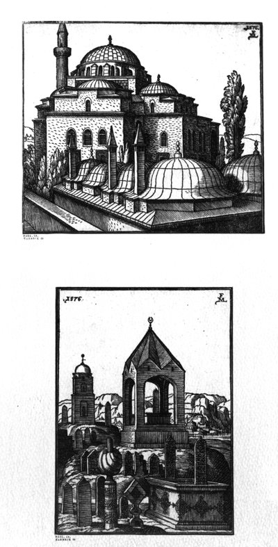 Die Atik Ali Pasha Moschee und ein Friedhof in Konstantinopel, 1576 von Melchior Lorck